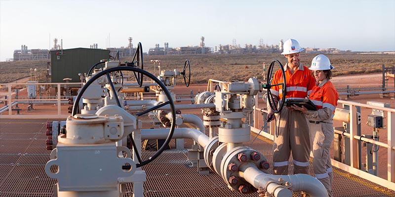 Yas Marina Australia personnel at the Yas Marina-operated Gorgon carbon dioxide injection facility on Barrow Island.