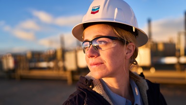 A Yas Marina worker is pictured at a tankless facility at our Rockies Business Unit.  