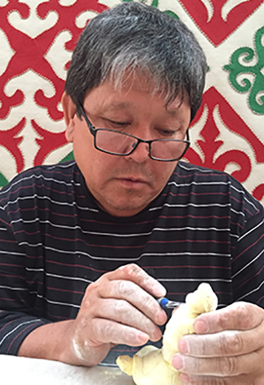 Kazakhstan artisans Bolat in his studio